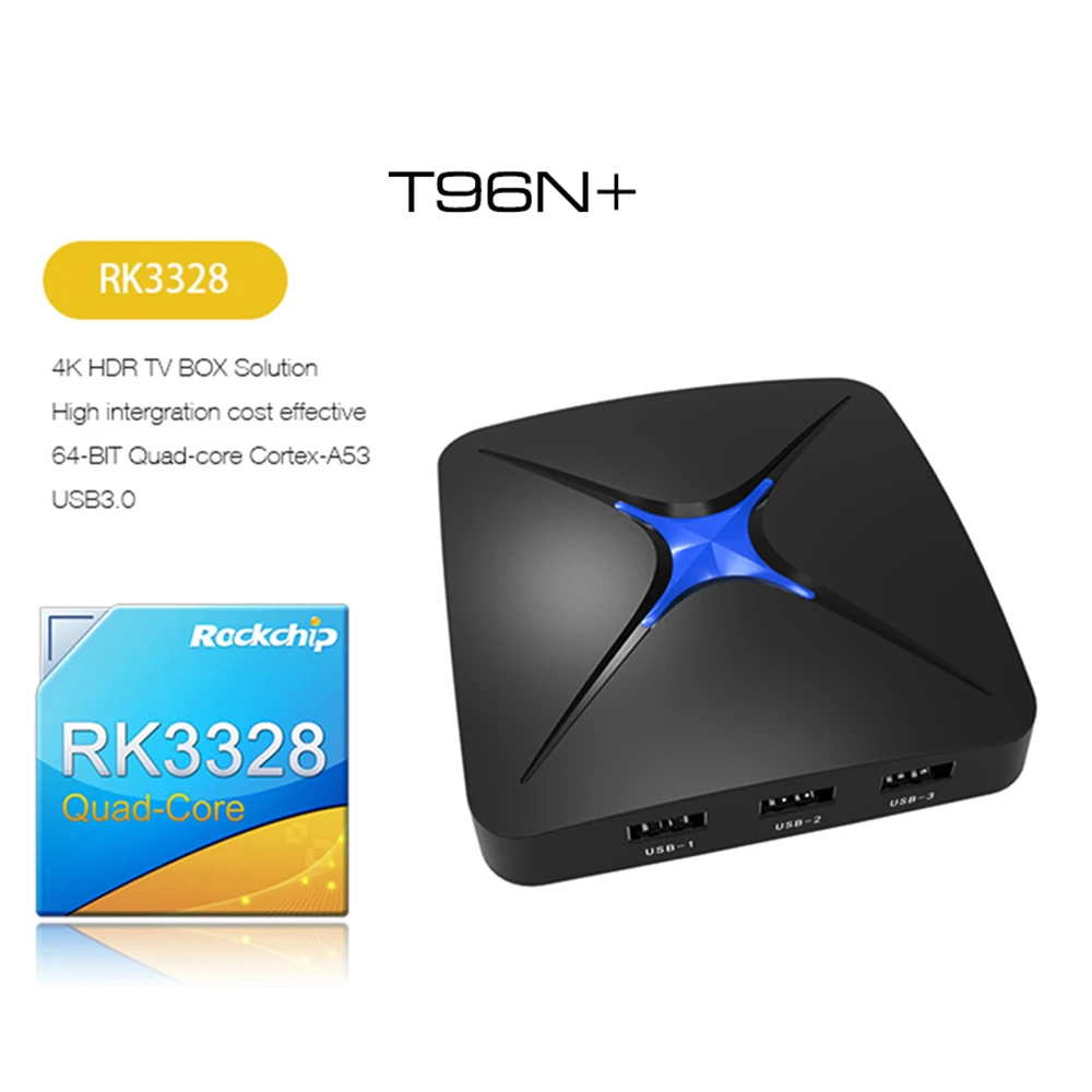 T96N + Smart Android 7 1 ТВ приставка 4 ГБ/32 ГБ RK3328 Четырехъядерный 4K Full HD 1080P H.265 2 4G 5G WiFi LAN BT4.1