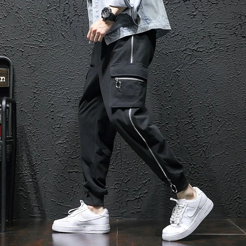 

Autumn Winter Black Cargo Pants Men Streetwear Harem Warm Men Trousers Casual Long Hip Hop Pants Men Pantalon Hiver Homme