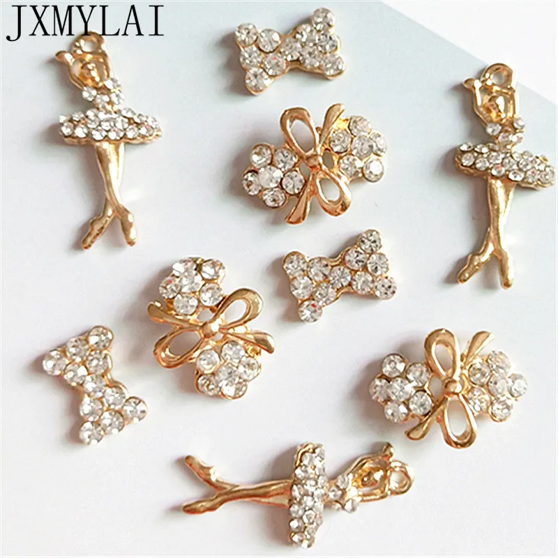 

10 PCS Fashion Metal Alloy KC Gold Crystal Rhinestone Connectors Charm DIY Jewelry Findings