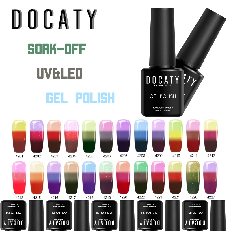 

Docaty Temperature Change Mood 24 Lucky Color Gel Varnish Nail Polish Professional Soak Off LED UV Gel Lacquer Nail Art