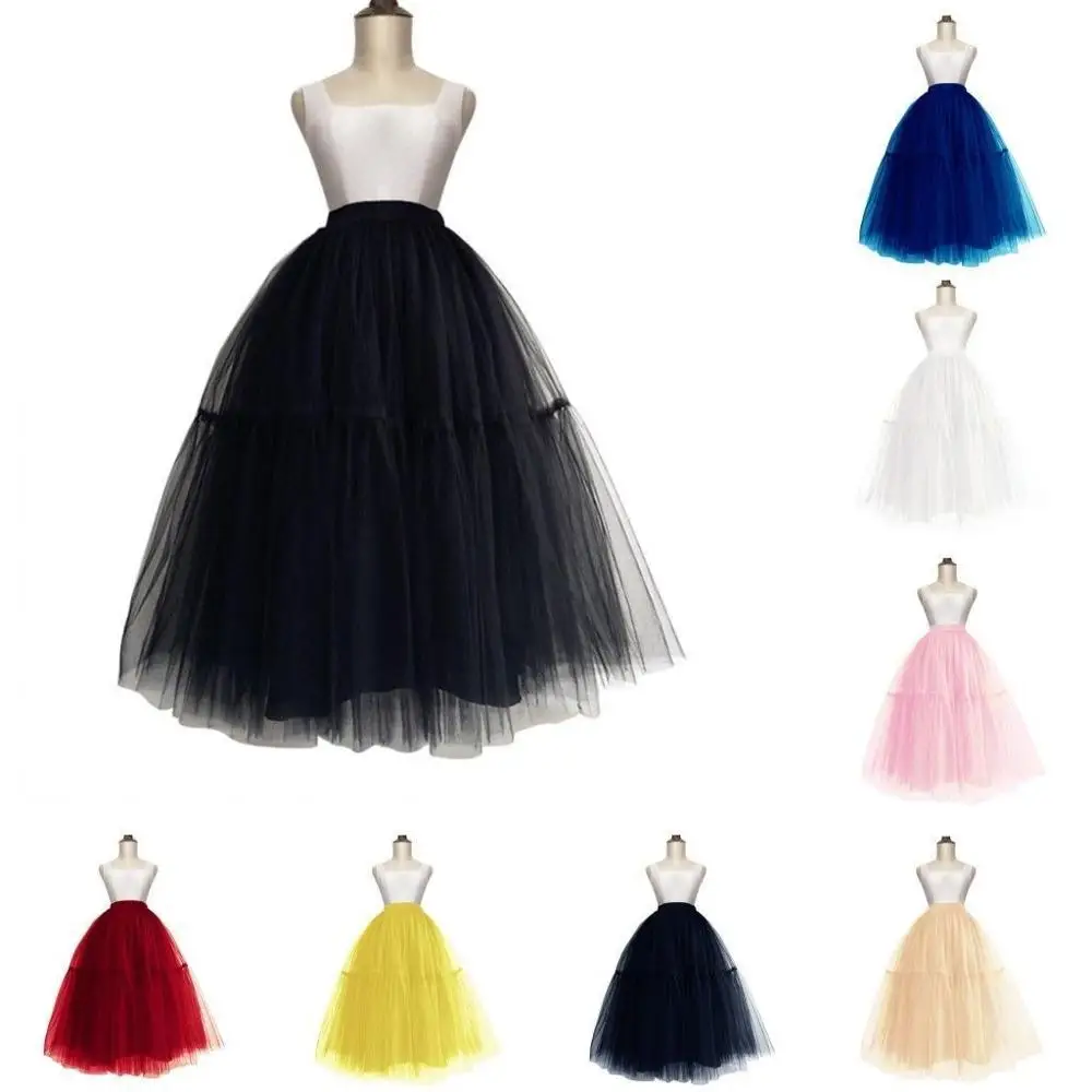 

Black White Long Petticoat Wedding Dress Ball Gown Underskirt Layers Tulle Skirt Woman Adult Tutu Wedding Accessories