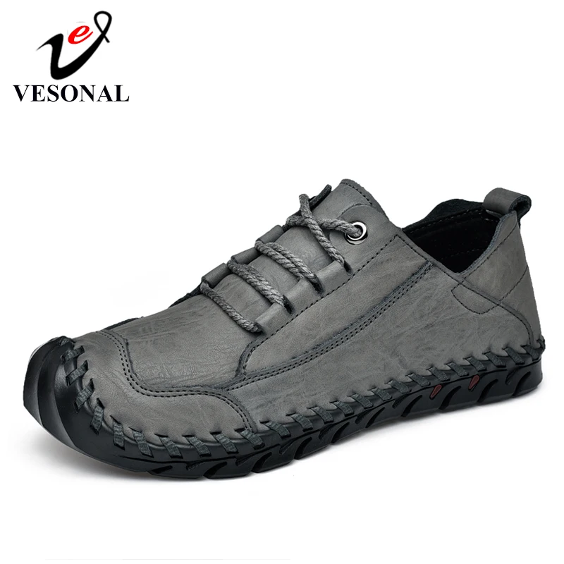 

VESONAL Brand Summer 2019 New Genuine leather Outdoors Men Shoes Loafers Male Casual Boat Footwear Fashion Quality Leather Shoes
