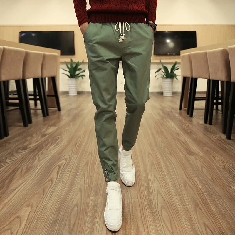 Aliexpress.com : Buy Men Casual Pants Solid Drawstring Army Green Khaki ...