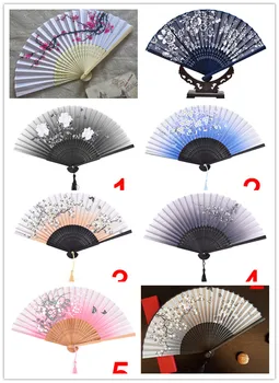 

1pc Vintage Chinese Spun Silk Flower Printing Hand Fan Folding Hollow Carved Hand Fan Event & Party Supplies Drop Shipping