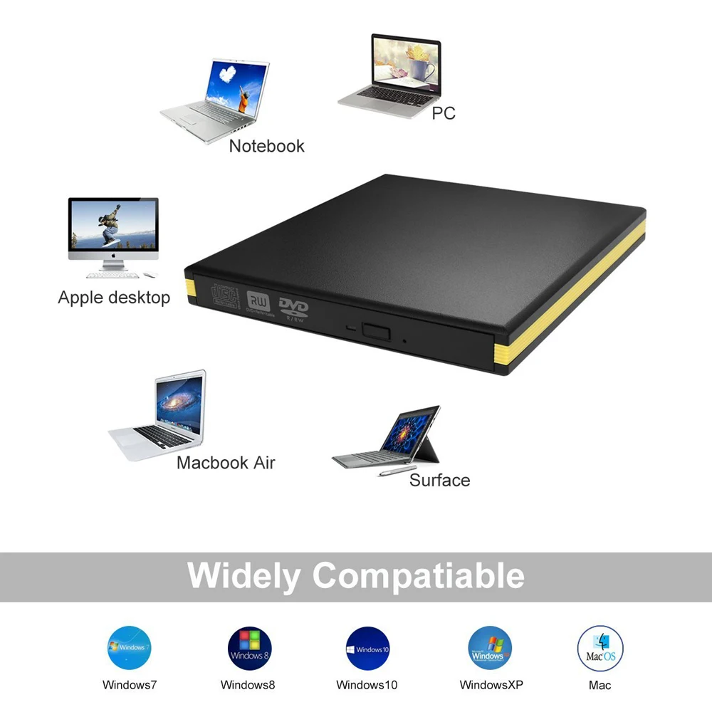 Внешний оптический привод для Acer Dell Универсальный DVD проигрыватель с USB 3 0 и