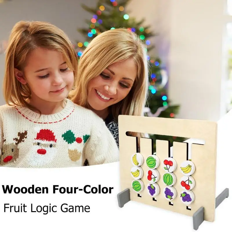 Детская деревянная Четырехцветная логическая игра с фруктами, детская игра с фруктами, игрушки для детей, детская Когнитивная обучающая настольная игрушка
