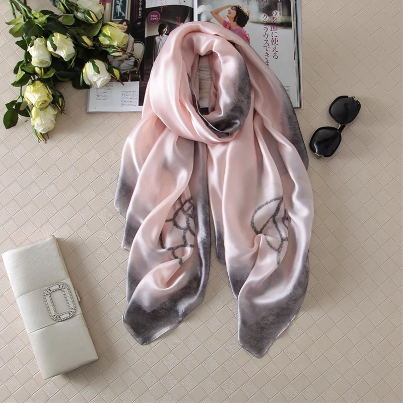 

Luna&Dolphin Women Chiffon Silk Scarf 180x90cm Shawls Camellia Printing Pink White Wraps Chiffon Soft Big Shawl Tippet Bandana