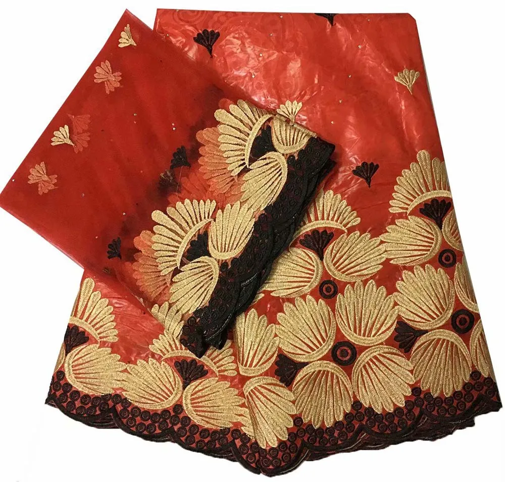 

5+2yards/lot new african lace fabric bazin riche getzner brode fabric embroidery with beads for nigerian party dress