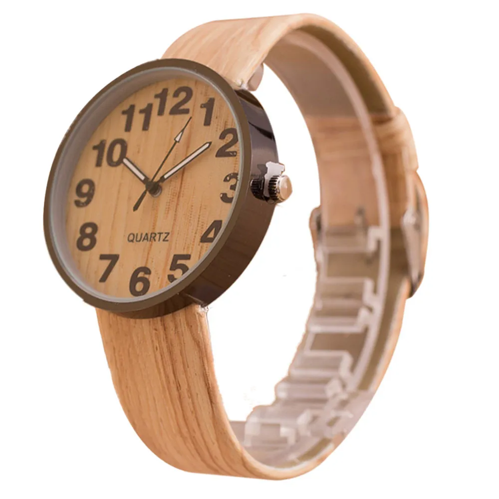 Vico дизайн унисекс часы стиль древесины зерна кожа кварцевые часы Женское платье наручные часы Мужские часы