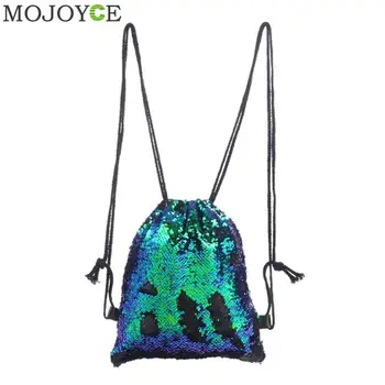 

High Quality Sequined Backpack Glittering Shoulder Bling Bags Reversible Glitter Drawstring Backpacks Women Beach 2019