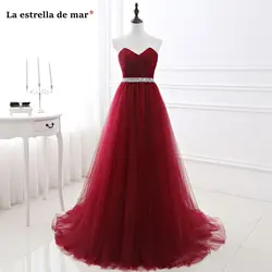 Vestido madrinha Горячая Тюль Хрустальный Пояс Милая Линия Румяна Розовый бордовый фиолетовый королевский синий Длинные платья подружек невесты