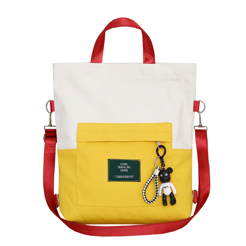 

Women Canvas Tote Ladies Casual Shoulder Bag Foldable Shopping Bags Cloth Cartoon Style Female Handbag Removable Shoulder Strap