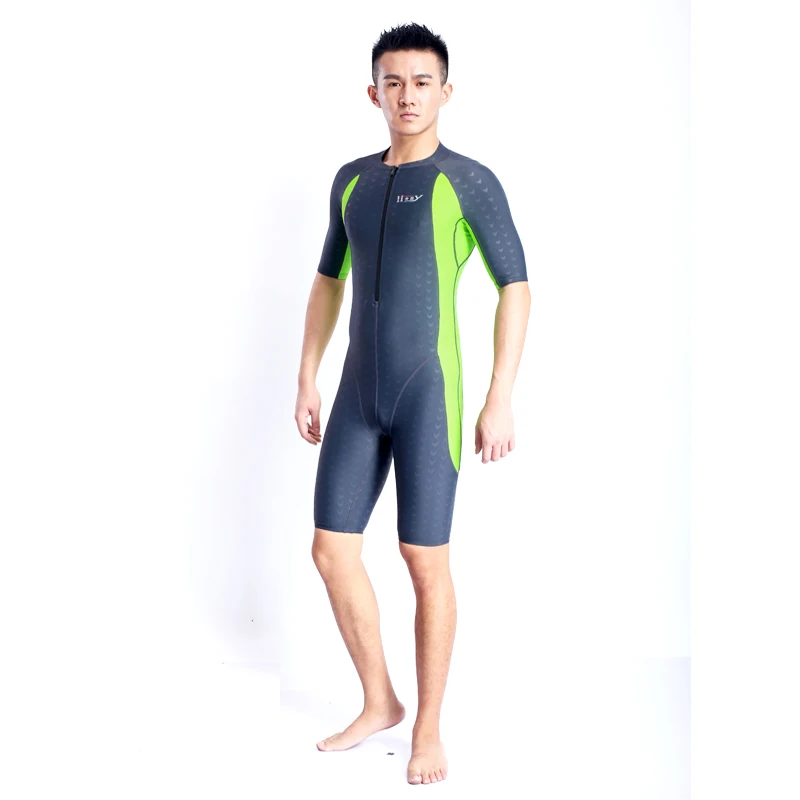 HXBY купальник с коротким рукавом для мужчин s цельный купальник wo для мужчин купальный костюм Мужской купальный костюм для плавания - Цвет: Зеленый