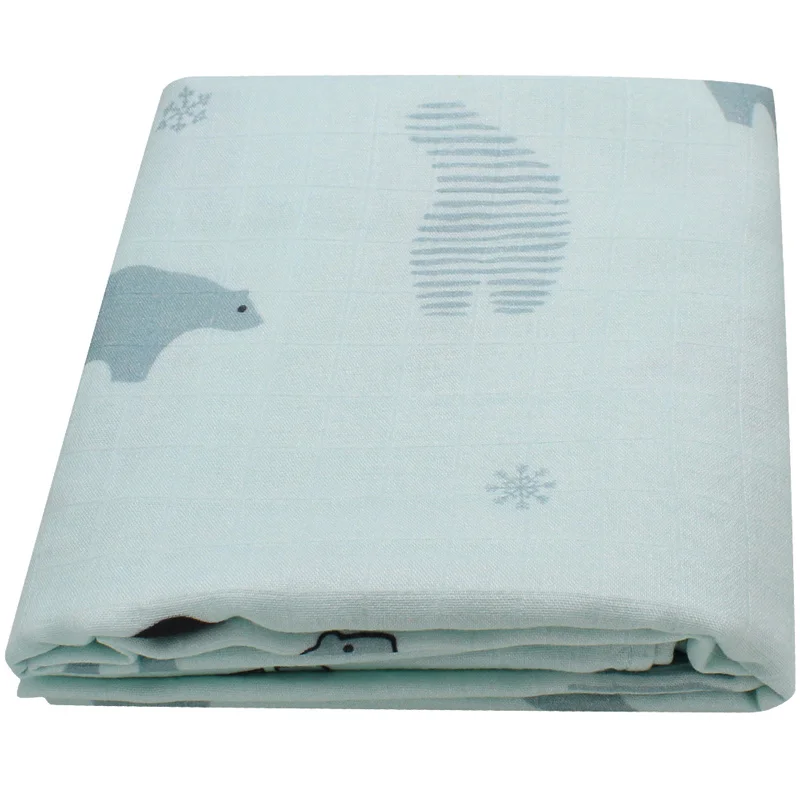 Муслиновое детское одеяло из хлопка и бамбука, супер мягкое детское Пеленальное Одеяло для новорожденных, милое детское банное полотенце, простыня, накидка для коляски - Цвет: Polar Bear