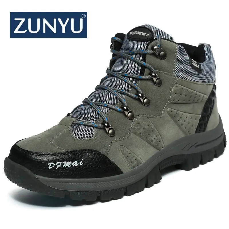 

ZUNYU New Big size New Men Boots for Men 2018 Winter Snow Boots Warm Fur&Plush Lace Up High Top Fashion Men Shoes Sneakers Boots