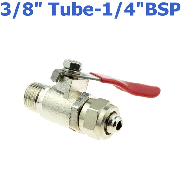 8 мм 10 мм 1/" 3/8" OD шланг 1/" BSP 1/2BSP наружная резьба прямой 2 ходовой металлический шаровой клапан Ro водопроводный фитинг Пневматический воздушный масляный - Цвет: 9.52mm-02