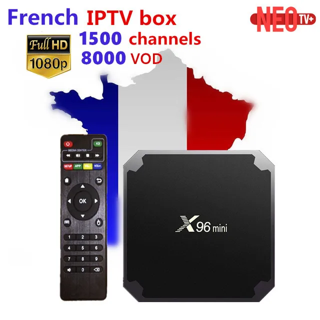 

French IPTV X96 mini Android 7.1 Smart TV BOX Neo TV 1G 8G 1500+ NEOTV Europe Arabic Beigium Morocco VOD Set top Box