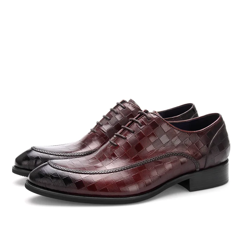 

Brown 2019 Handmade Italy Designer Fashion Wedding Party Brand Male Oxford Shoe Formal Genuine Leather Men Derby Dress Shoes