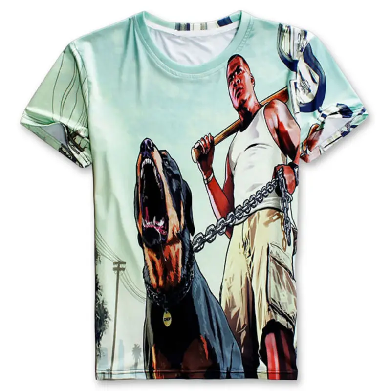 

New Brand Adolescent 3d Grand Theft Auto/game Gta 4/5 Print T Shirt For Men Homme Short Sleeve T-Shirt Brand Tshirt Tees