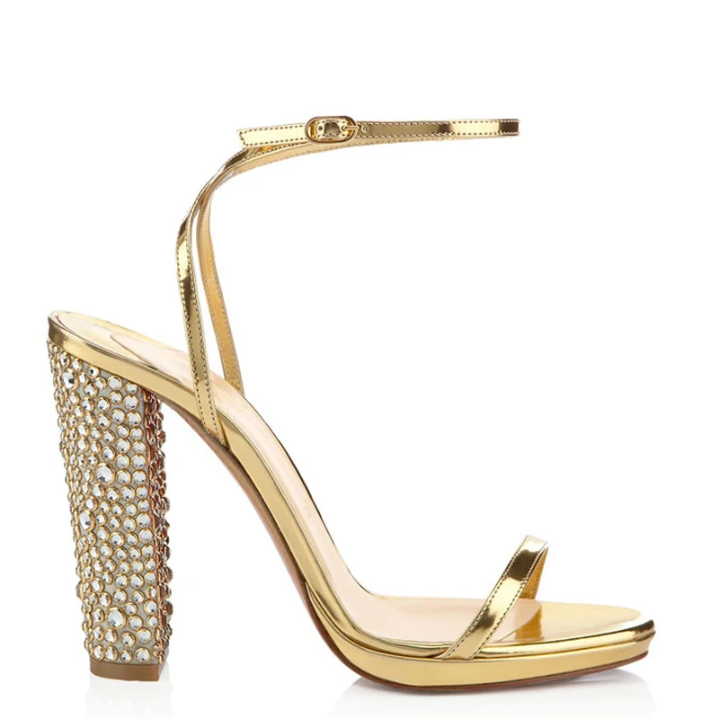 

Cocoafoal Women Summer Gold Peep Toe Heels Sandals Plus Size 34 - 43 High Heels Wedding Shoes Gladiator Party Open Toe Sandals