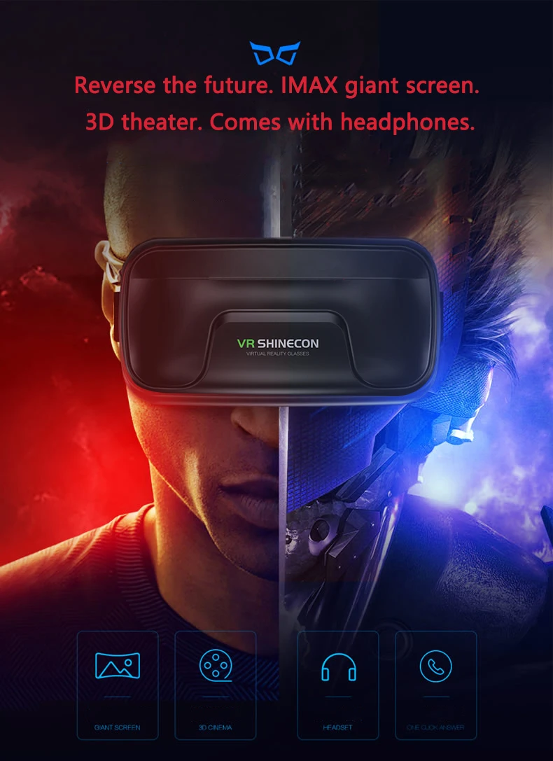 Gafas VR Gafas Control Remoto, Gafas VR para Juegos Video Películas 3D,  Sistema Juego VR Realidad Virtuales Auriculares VR para iPhone Apple  Android