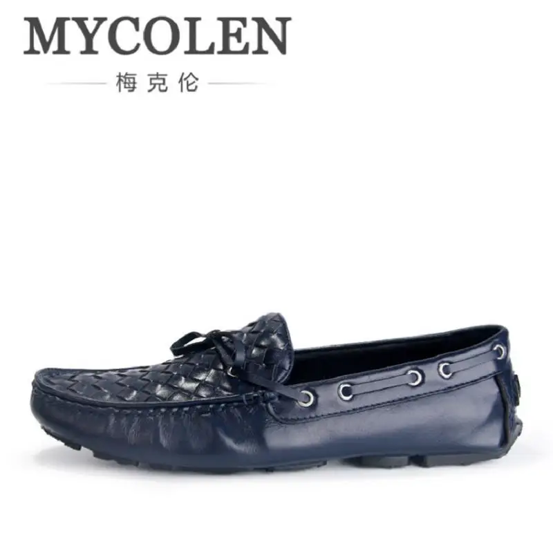 

MYCOLEN High Quality Leather Men Casual Shoes Breathable Blue Driving Shoes Soft Moccasins Loafers Leisure Men Flats Scarpe