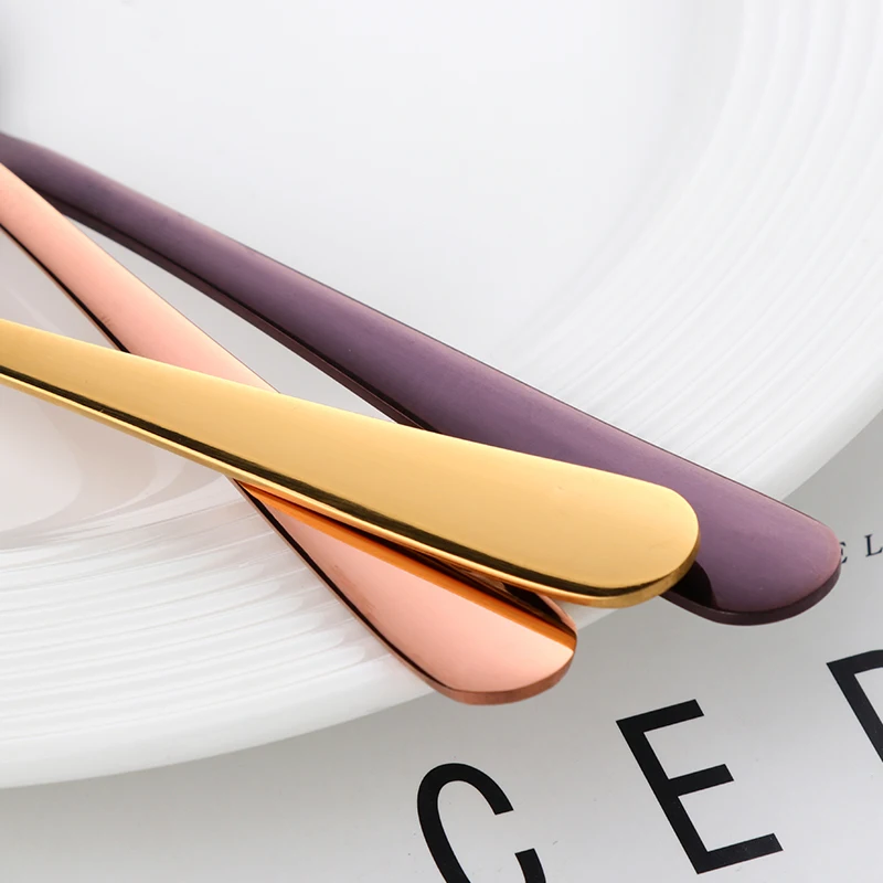 Stainless Steel Spoons 8 Colors Tea Spoons Coffee Spoon Dessert Cake Fruit Spoons Small Snack Scoop Espresso Spoons