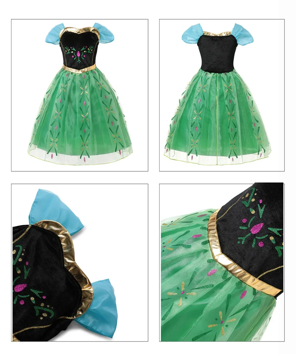 PaMaBa/Детское платье принцессы Эльзы; комплект одежды для коронации Анны для девочек; Детский карнавальный костюм для дня рождения; Robe Fille