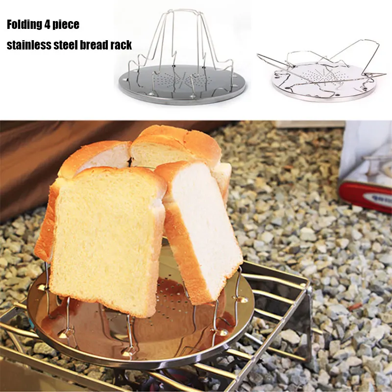 Buy 4 Slice Foldable Stove Bread Toaster Stainless Steel Cookware for Caravan
