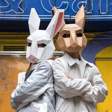halloween mask party Rabbit Head masks masquerade cosplay bunny masque DIY Paper mascara 3D Decor carnaval Tricky Funny Creative
