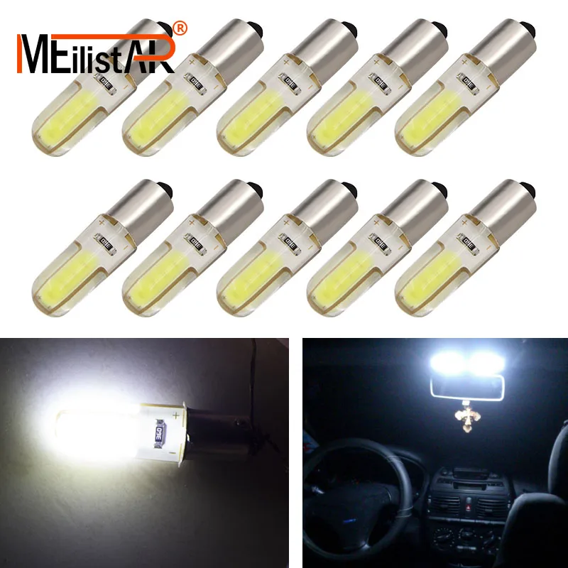 10pcs T11 363 BA9S COB Led T4W 1 SMD Car License Plate Light Turn Signal Bulb Parking Lights Door Lamp White 12V Car styling 10pcs T11 363 BA9S COB Led T4W 1 SMD Car License Plate Light Turn Signal Bulb Parking Lights Door Lamp White 12V Car styling