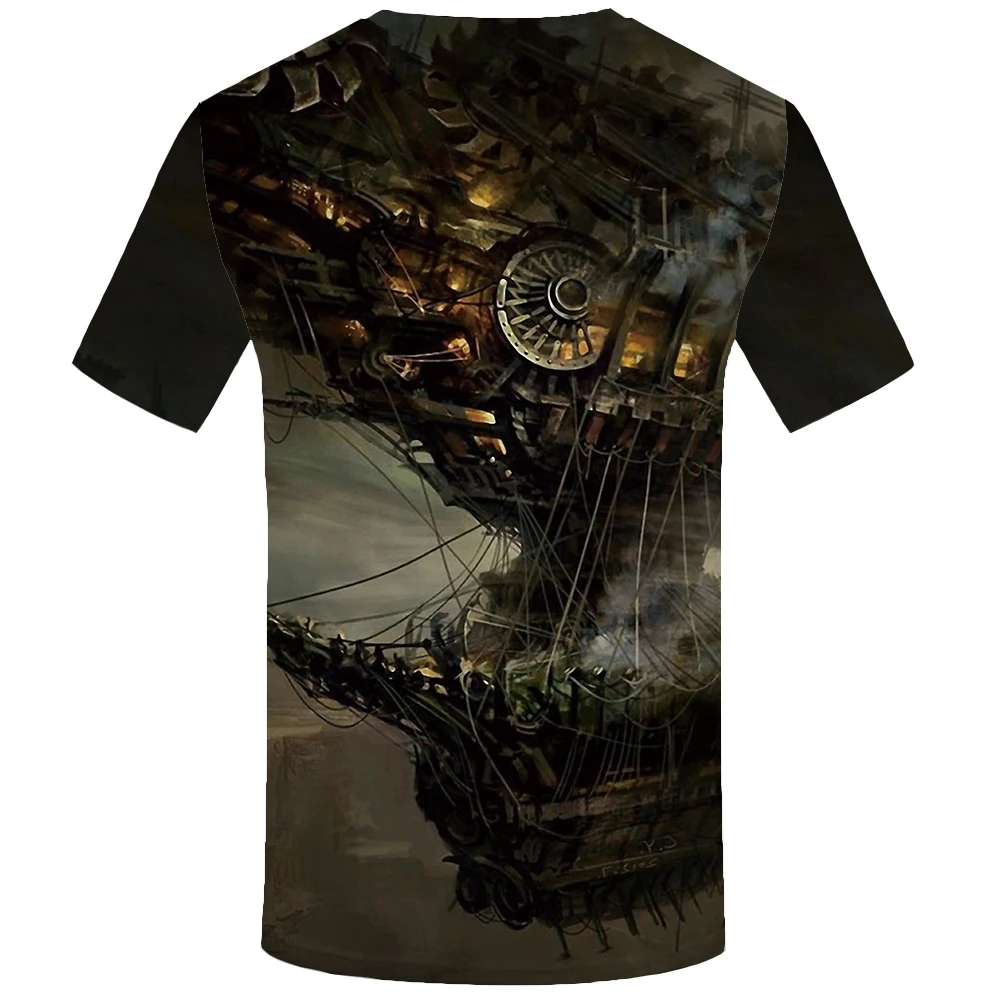 KYKU Spacecraft T Shirt Men Mechanical Tshirt Funny T Shirts Hip Hop Tee Streetwear Mountain 3d T-shirt Black Mens Clothing 2018