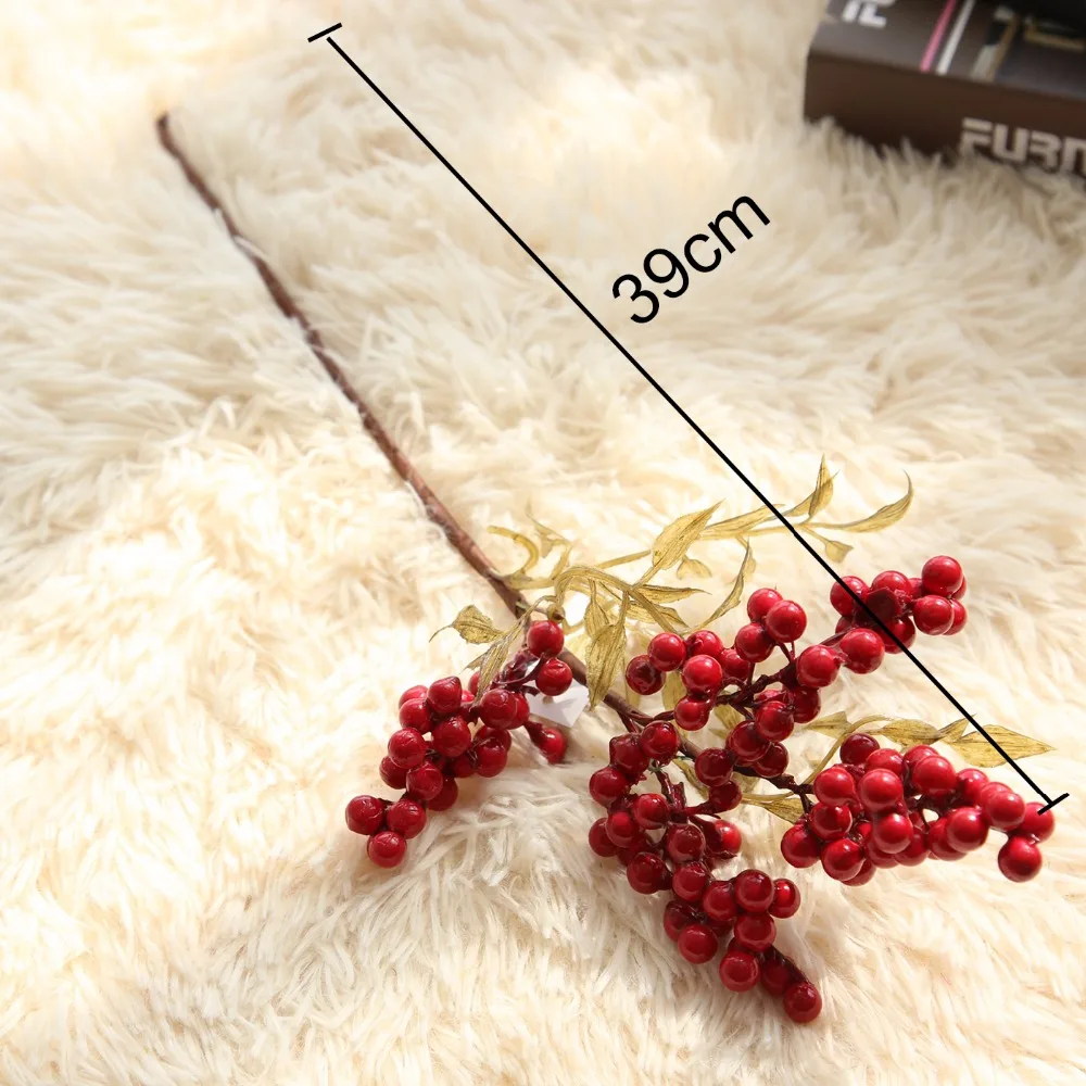 1 pcs artificial berry green bean foam flowers home decor small fake flowers bacca fruit branch decoration accessories fake plan