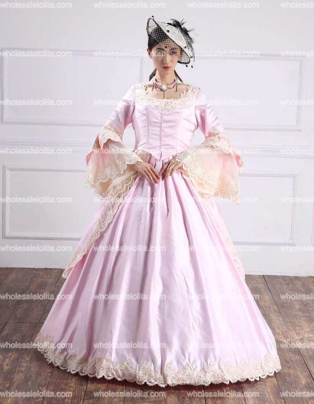 Высокое качество розовый барокко Marie платье Антуанетты Ренессанс Готический период костюмы