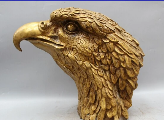 

free 14" Chinese Fengshui Bronze Hawk eagle Head Bust king of birds Statue sculpture fast