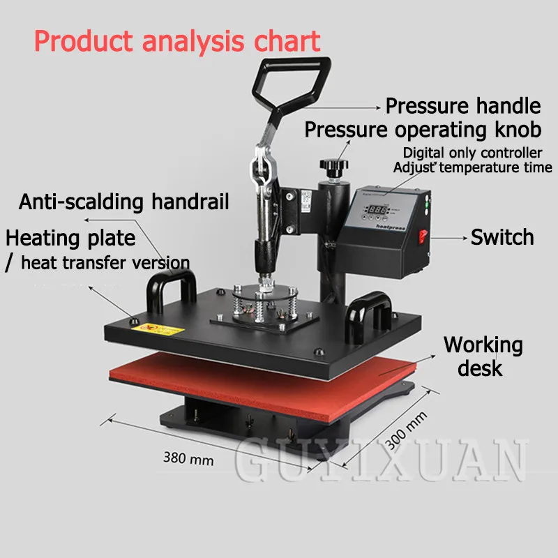 Расширенный дизайн 8 в 1 комбо термопресс машина 30*38 см теплопередача цифровой сублимации принтер ткань DIY для кепки/футболки