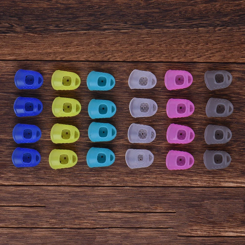 Guitar Picks 12 Pcs Thin Medium Celluloid Guitar Thumb Picks Finger Cap Protect Fingers for Splicing Line Pressing Elastic Ukulele Finger Hat guitar picks
