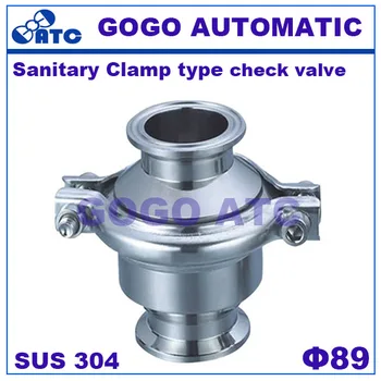 

Sanitary check valve stainless steel 304 O.D 89 mm clamp type quick opening quick check valve Vertical one way valve