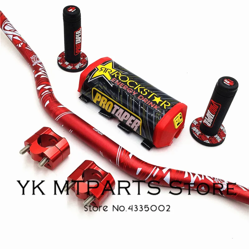 1 1/" толстый руль 28 мм руль+ ручки+ зажимы для штанги+ барная Накладка для мотоцикла MX для мотокросса питбайк подходит для KTM EXC CRF YZF250 KLX RMZ - Цвет: Red