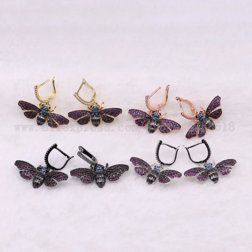 3 Pairs Fashion Insects Bugs Bee earrings with hook Gift for lady insect earrings colorful