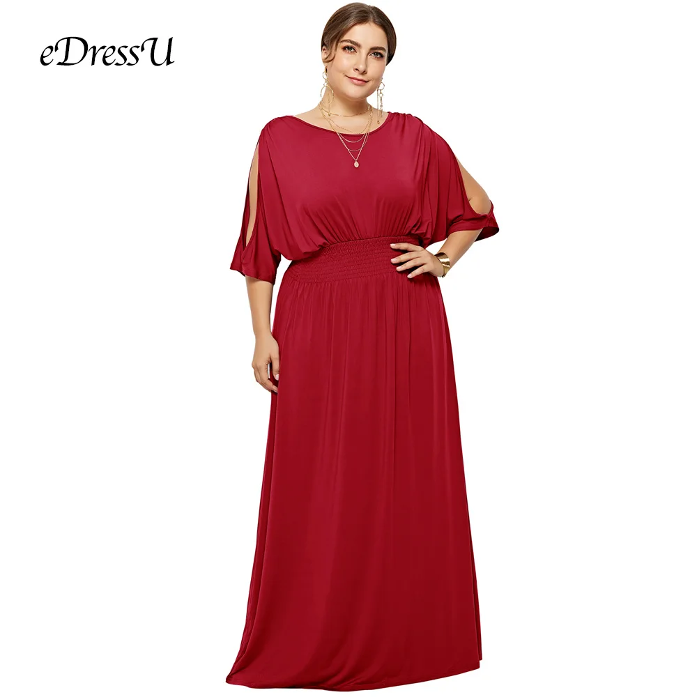 

2019 Elegant Burgundy Mother Dress Plus Size Evening Party Dress Vestido Wedding Guest Dress eDressU LMT-FP3110