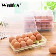 WALFOS, пищевой пластик, кухонный холодильник, 15 яиц, коробка для хранения, держатель, коробка для хранения, портативный пластиковый ящик для яиц, домашний комплект