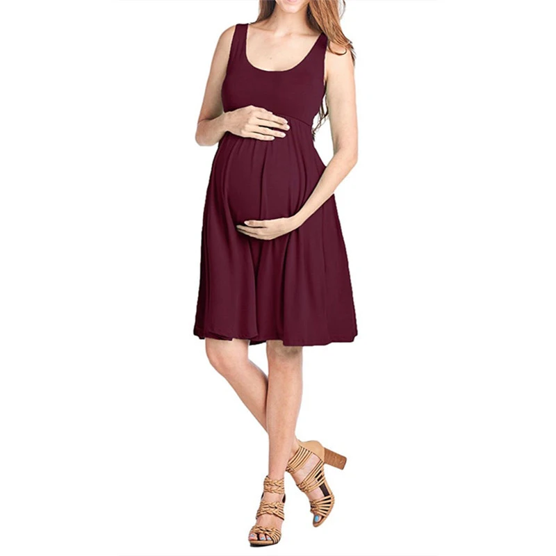 maternity dress-pregnancy dress-women dress elegant wine red AS1755