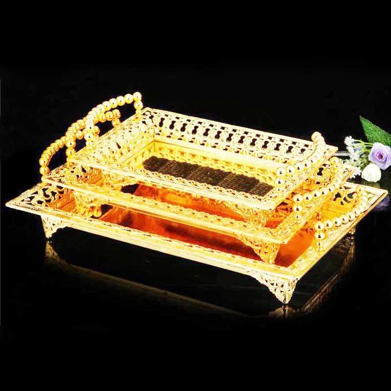 Elegant Plates Gold Dessert Fruit Cupcake Cake Stand Plate Fruits Tray