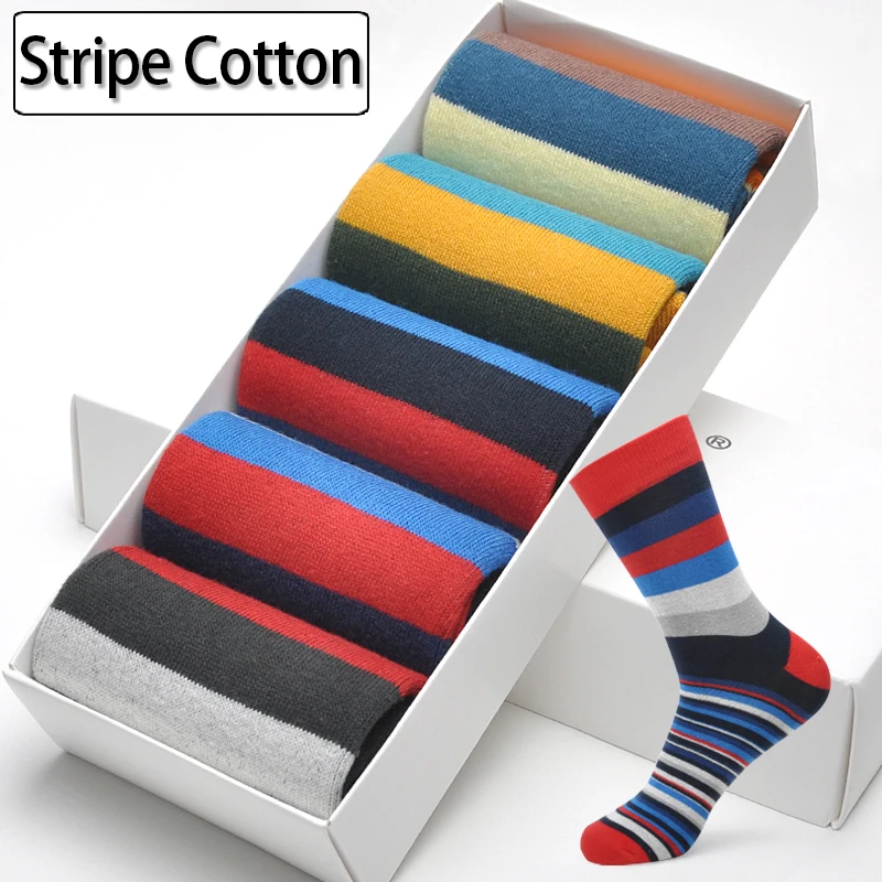 

Men Cotton Stripe Socks Brand New Multi-Color Anti-Bacterial Comfortable Deodorant Breathable Casual Man Sock (5 Pairs / Lot)