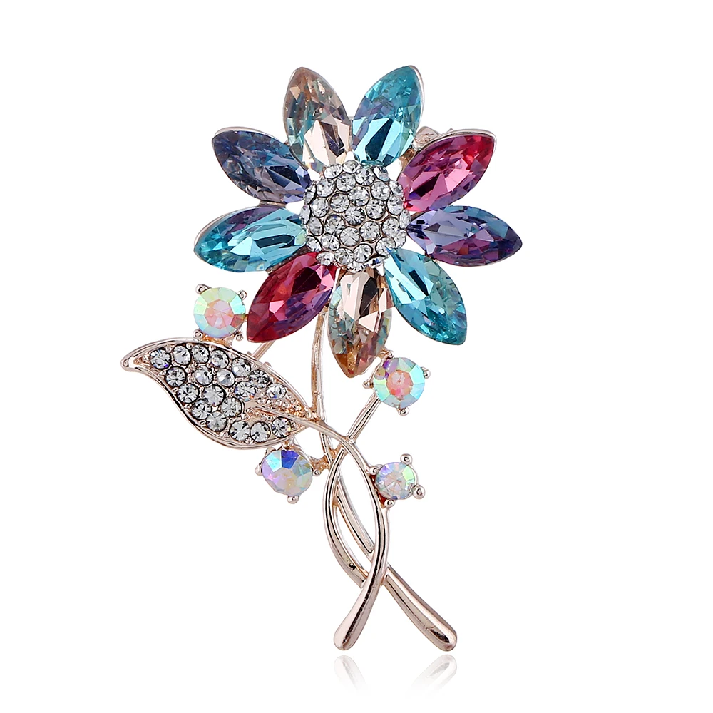 

High Grade Elegant Large Crystal Rhinestone Flower Brooch Jewelry For Women Pins And Brooches Jewelry Fashion Accessories -201