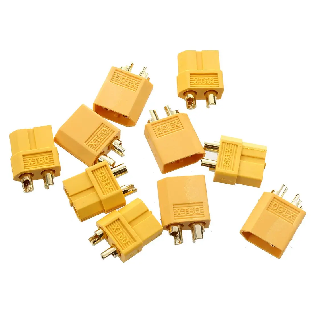 

5 pairs yellow nylon XT60 T- plug Lipoic power socket RC Gold plug adapter