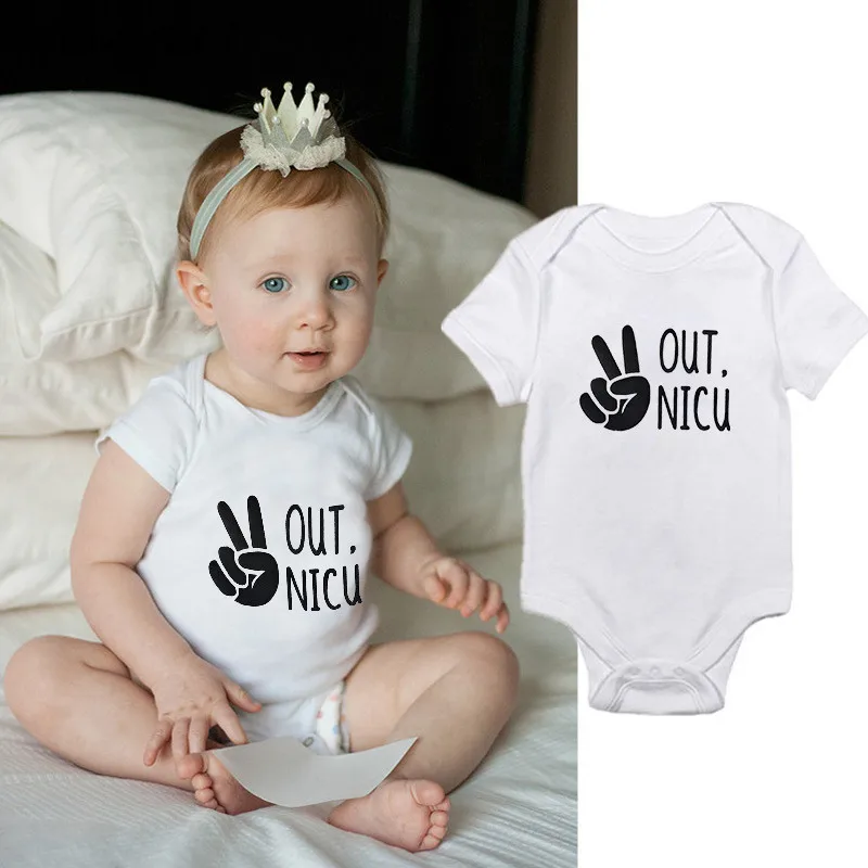 Cute Newborn Bodysuits 024months Short Sleeve Baby Jumpsuits Out Nicu