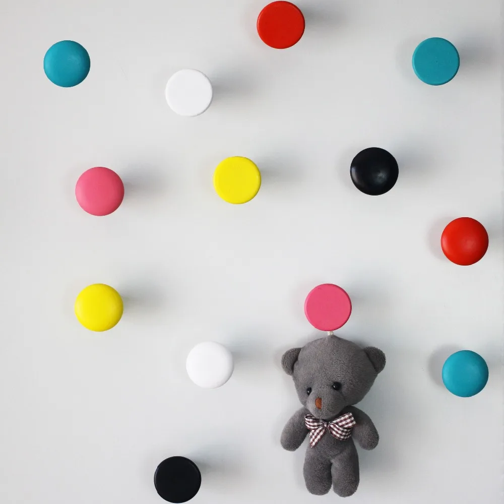 Solid wood hooks Nordic style decoration living room portraits  wall hangers  hooks  coloured circular  creative single hangers