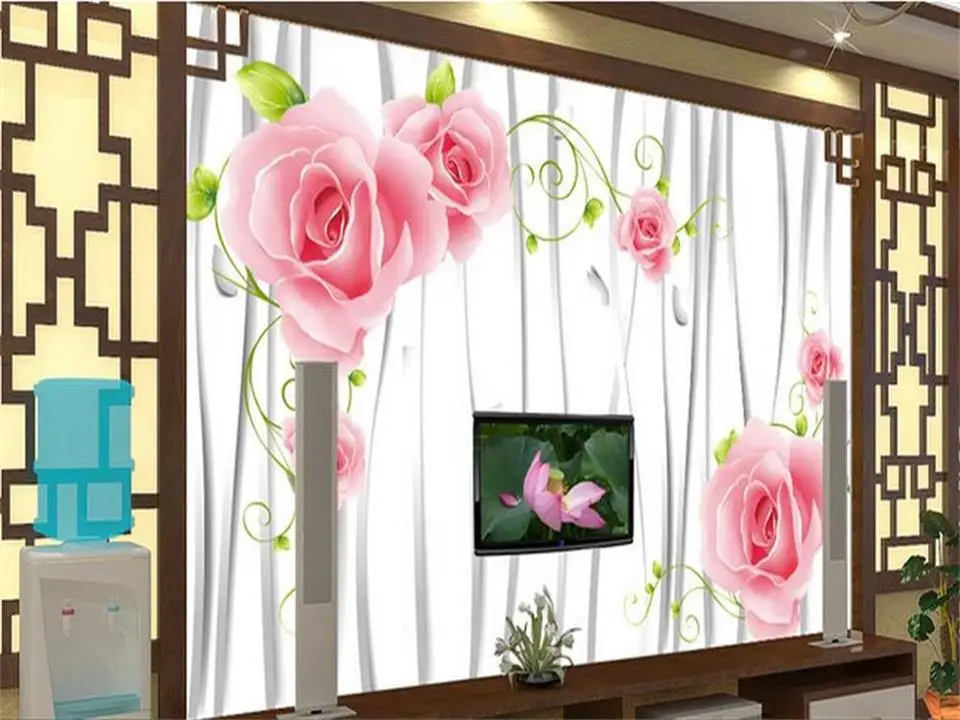 Изготовление размеров под заказ 3D фотообои гостиная диван ТВ фон обои Современная Красная роза живопись фотообои домашний декор